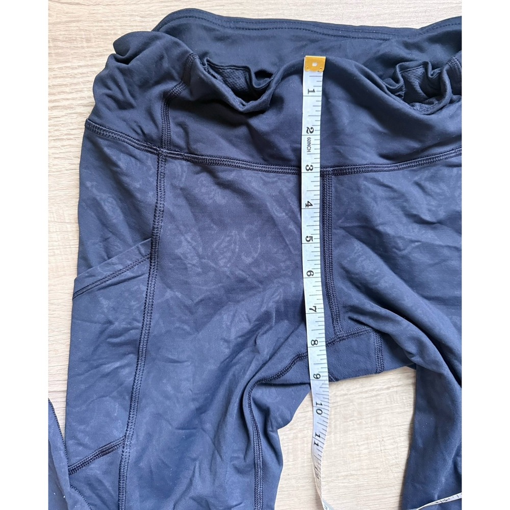 Lululemon womens Speed Tights Pants Lux Navy Paisley Embossed Inkwell Ruched - Picture 10 of 12